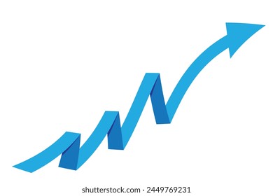 Gráfico con informe de incremento. Diagrama con aumento y ganancia de progreso. Ilustración vectorial