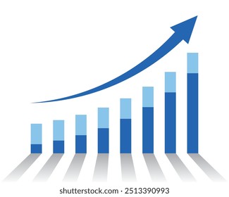 Gráfico com relatório de aumento. Diagrama com aumento e ganho de progresso. Ilustração vetorial. Conceito comercial