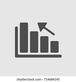 Graph increase vector icon eps 10. Chart up simple isolated illustration.