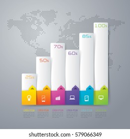 Graph infographics design vector and marketing icons can be used for workflow layout, diagram, annual report, web design. Business concept with 6 options, steps or processes.