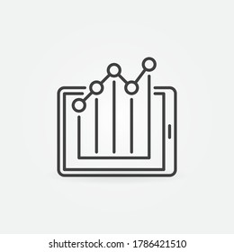Graph inside Tablet vector thin line concept Statistics icon or design element