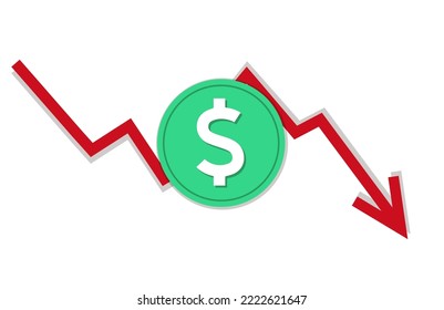 Graph Of Interest Rate Reduction Due To Rising Inflation Rates. FED, Federal Reserve Or Central Bank Monetary Policy. Vector Illustration