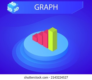 Graph isometric design icon. Vector web illustration. 3d colorful concept