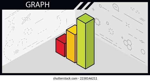 Graph isometric design icon. Vector web illustration. 3d colorful concept