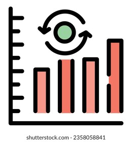 Graph key point icon outline vector. List check. Core tips color flat
