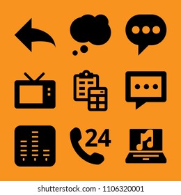 graph, lcd, computer, conversation, recorder and young icon vector set. Flat vector design with filled icons. Designed for web and software interfaces