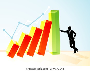 Graph Lean-Lone businessman securing productivity growth