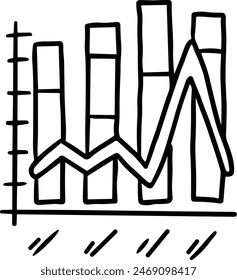 A graph with a line going up and a box with a number on it. The graph is drawn in black and white