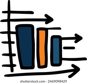 A graph with a line going up and a box with a number on it. The graph is drawn in black and white