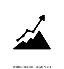 Línea de gráfico que crece desde la base de la montaña