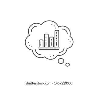 Graph line icon. Chat bubble design. Column chart sign. Growth diagram symbol. Outline concept. Thin line graph chart icon. Vector
