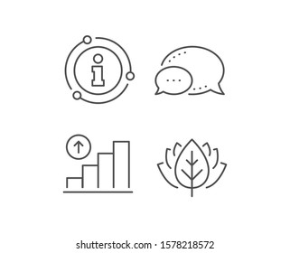 Graph line icon. Chat bubble, info sign elements. Column chart sign. Growth diagram symbol. Linear graph chart outline icon. Information bubble. Vector