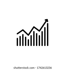 Graph line icon. Growth, progress symbol. logo. Outline design editable stroke. For yuor design. Stock - Vector illustration