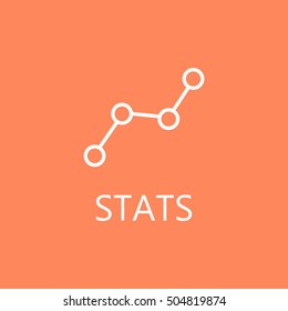 Graph line icon. High quality outline pictigram for design website or mobile app. Vector thin line illustration of graph, stats. White symbol on red background