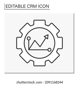 Graph line icon. Sales level research. CRM concept. Isolated vector illustration. Editable stroke