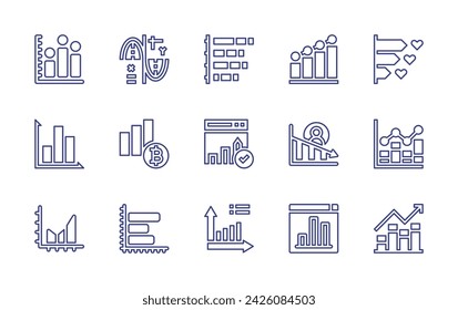 Graph line icon set. Editable stroke. Vector illustration. Containing bar chart, loss, graph, graphs, bar graph, diagram.