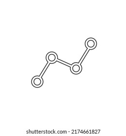 Icono de línea de gráfico vectorial en signo plano blanco