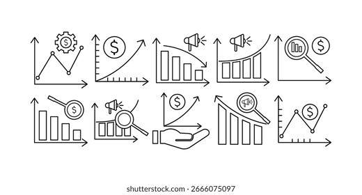 Graph Line Icon Vector Set