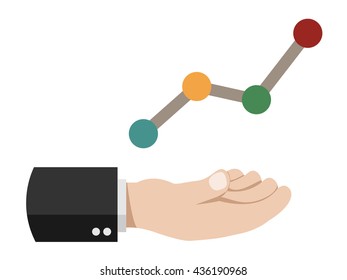 Graph line on the hand, can be used for infographic elements.
