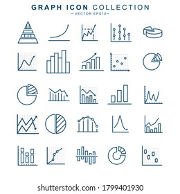 Graph line set icon. Charts and diagram collection. Isolated editable vector illustration.