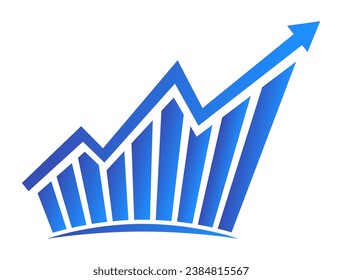 Logo del gráfico con informe de aumento. Diagrama con crecimiento y progreso. Vector