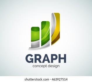 Graph logo template, abstract elegant glossy business icon