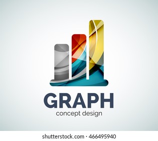 Graph logo template, abstract elegant glossy business icon