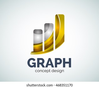 Graph logo template, abstract elegant glossy business icon
