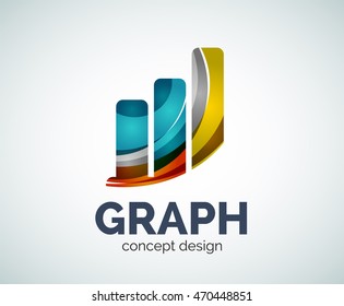 Graph logo template, abstract elegant glossy business icon