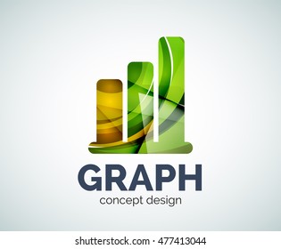 Graph logo template, abstract elegant glossy business icon