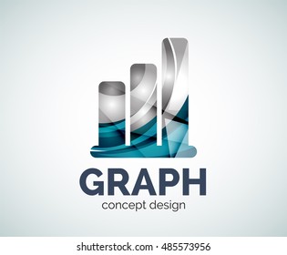 Graph logo template, abstract elegant glossy business icon