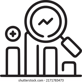 Graph and Loupe Vektorsymbol, Finanzanalysen Illustration. EPS