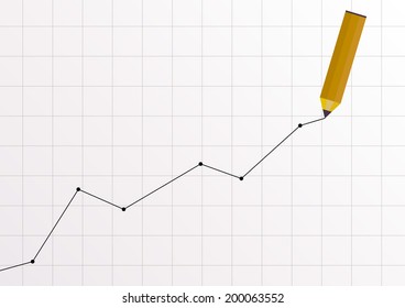 graph made by pencil on background with square notebook texture. vector illustration
