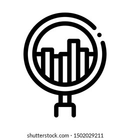 Graph In Magnifier Glass Agile Element Vector Icon Thin Line. Contour Illustration