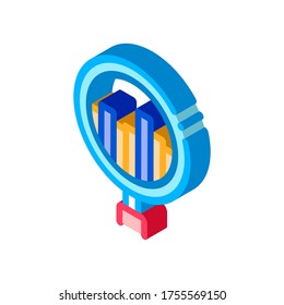 Graph In Magnifier Glass Agile Element vector isometric sign. color isolated symbol illustration