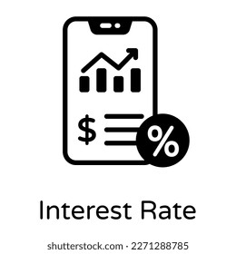 Graph with magnifier, solid icon of marketing analytics  