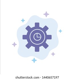 Graph, Marketing, Gear, Setting Blue Icon on Abstract Cloud Background