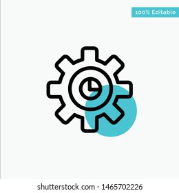 Graph, Marketing, Gear, Setting turquoise highlight circle point Vector icon. Vector Icon Template background