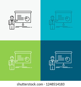 graph, meeting, presentation, report, seminar Icon Over Various Background. Line style design, designed for web and app. Eps 10 vector illustration