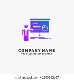 graph, meeting, presentation, report, seminar Purple Business Logo Template. Place for Tagline.