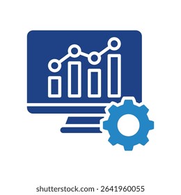 Graph mini illustration dual tone blue color icon, use for machine learning, education, technology industry, UI, UX kit, app and web development, digital or print.