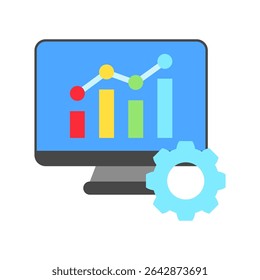 Graph mini illustration flat color icon, use for machine learning, education, technology industry, UI, UX kit, app and web development, digital or print.