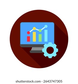 Graph mini illustration rounded flat color icon, use for machine learning, education, technology industry, UI, UX kit, app and web development, digital or print.