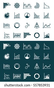 Graph minimal icons set line design, Flat style vector illustration EPS 10.
