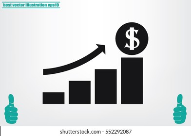 Graph money dollar icon vector illustration EPS 10