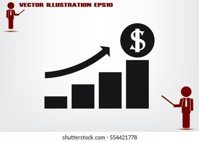 Graph money dollar icon vector illustration EPS 10