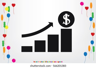 Graph money dollar icon vector illustration.