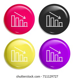 Graph multi color glossy badge icon set. Realistic shiny badge icon or logo mockup
