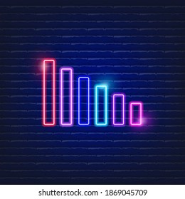 Graph neon icon. Glowing Vector illustration graphic sign for web site. Business concept. 