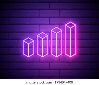 Graph Neon Symbol. Glühendes Vektorgrafik-Zeichen für die Website. Geschäftskonzept einzeln auf Ziegelmauer.